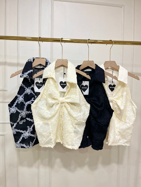 Casual Halter Neck Button Down Tops
